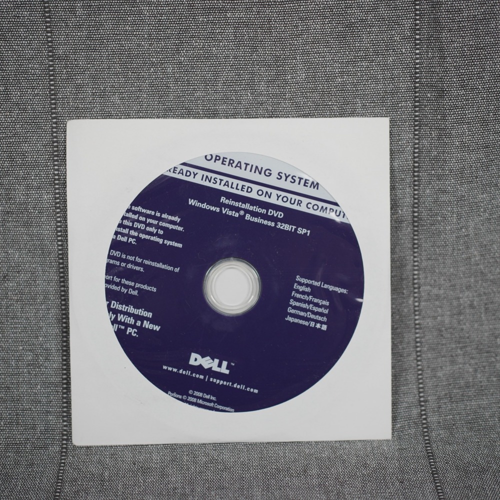 Dell Windows Vista Business 32BIT SP1 Reinstallation DVD 0J229H New Sealed